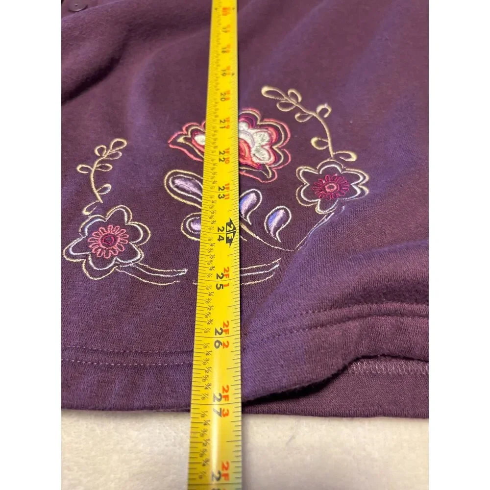 Vintage Falls Creek Embroidered Cardigan Burgundy Floral Button Front Plus 3X‎